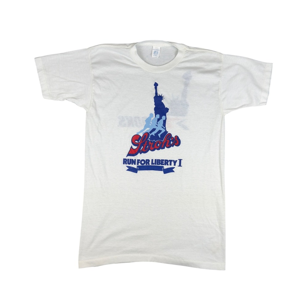 Vtg 80s Stroh's Run For Liberty Brooks Running T-Shirt USA XL Fits S/M NYC USA